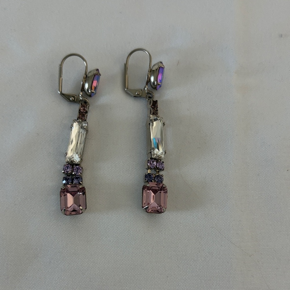Sorrelli Pink, purple and Silver Crystal Earrings